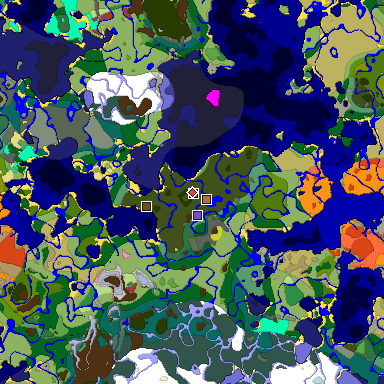 Predicted biome map of Java 26.3 seed -2359352807067880561 around estimated spawn