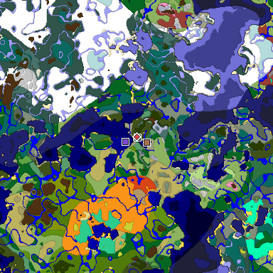 Predicted biome map of Java 26.3 seed -509908840766966527 around estimated spawn