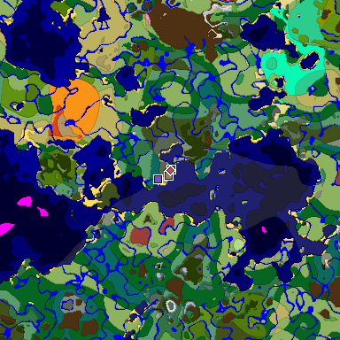 Predicted biome map of Java 26.3 seed -6401479780813927037 around estimated spawn