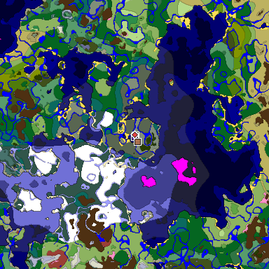 Predicted biome map of Java 26.3 seed -7838744503292267688 around estimated spawn