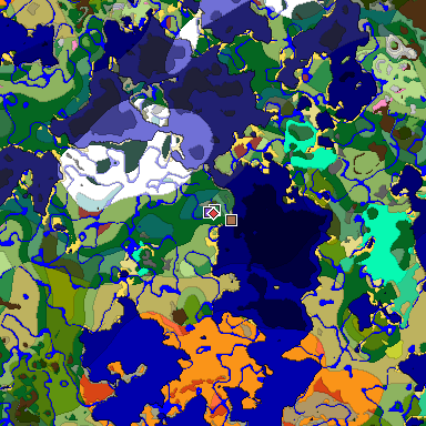 Predicted biome map of Java 26.3 seed 4533769505518478140 around estimated spawn