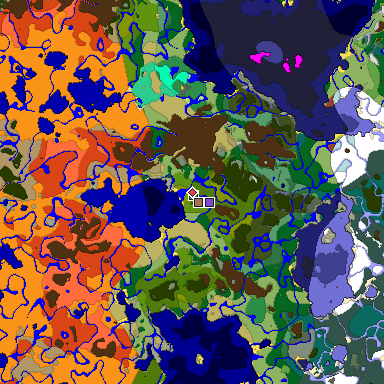 Predicted biome map of Java 26.3 seed 6046244329904477852 around estimated spawn