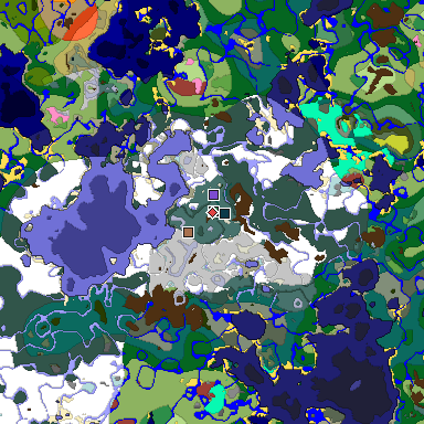 Predicted biome map of Java 26.3 seed -1118317925456237987 around estimated spawn