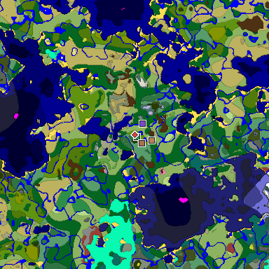 Predicted biome map of Java 26.3 seed -5323111198755446058 around estimated spawn
