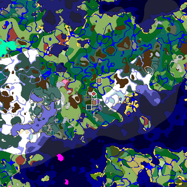 Predicted biome map of Java 26.3 seed -1857369352714291059 around estimated spawn