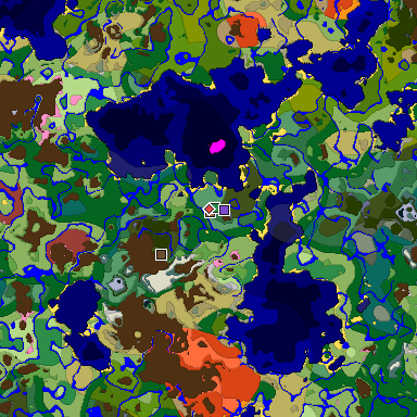 Predicted biome map of Java 26.3 seed -5749771213002694772 around estimated spawn