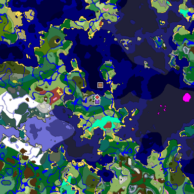Predicted biome map of Java 26.3 seed -2517860597740195853 around estimated spawn