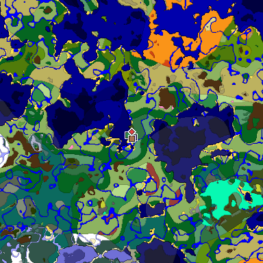 Predicted biome map of Java 26.3 seed 2737103284321083166 around estimated spawn