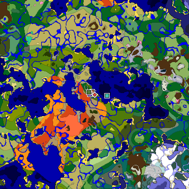 Predicted biome map of Java 26.3 seed 6592169498685830636 around estimated spawn