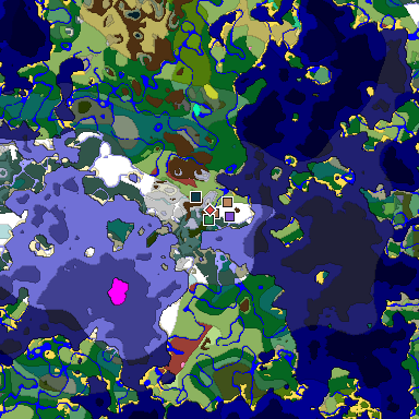Predicted biome map of Java 26.3 seed 5521039388813231210 around estimated spawn