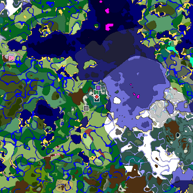 Predicted biome map of Java 26.3 seed 2832926513509066756 around estimated spawn