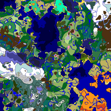 Predicted biome map of Java 26.3 seed -3174339439047966123 around estimated spawn