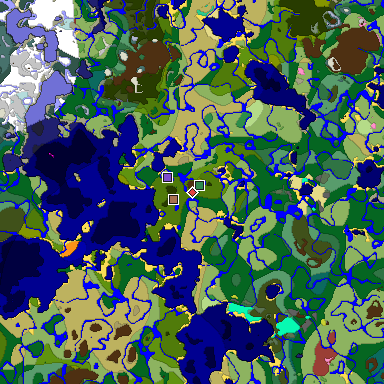 Predicted biome map of Java 26.3 seed 3602531355983672137 around estimated spawn