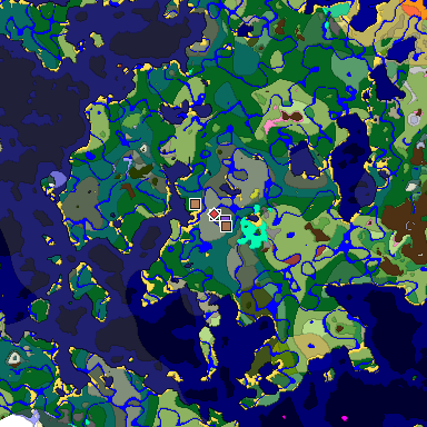 Predicted biome map of Java 26.3 seed -994288743821356973 around estimated spawn