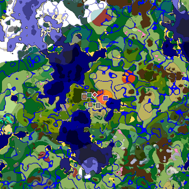 Predicted biome map of Java 26.3 seed -295859596002688586 around estimated spawn