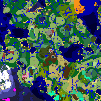 Predicted biome map of Java 26.3 seed -5559249624346111025 around estimated spawn