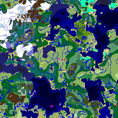 Map of Minecraft seed -9211394709219735390 around spawn