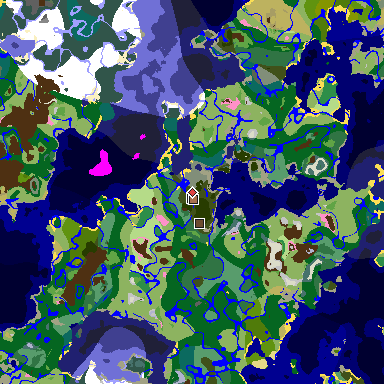 Map of Minecraft seed 7391692212466649701 around spawn