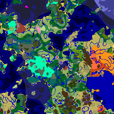 Predicted biome map of Java 26.3 seed -4856197161105050035 around estimated spawn
