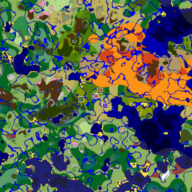 Predicted biome map of Java 26.3 seed 5478431848110714466 around estimated spawn