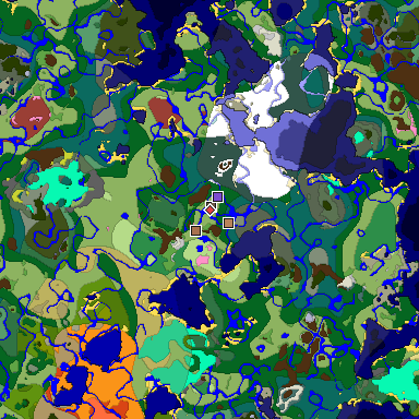 Predicted biome map of Java 26.3 seed 4506281871191048712 around estimated spawn