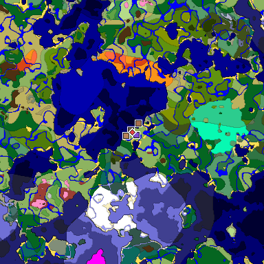 Predicted biome map of Java 26.3 seed -4907058965757911684 around estimated spawn