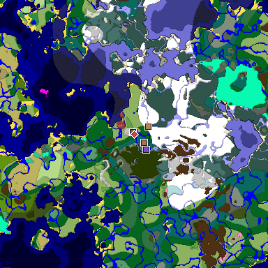 Predicted biome map of Java 26.3 seed 5286477378864961982 around estimated spawn