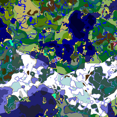 Predicted biome map of Java 26.3 seed -2158538353831639662 around estimated spawn