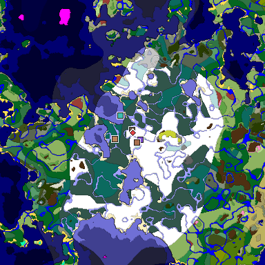 Predicted biome map of Java 26.3 seed 3183876784640833093 around estimated spawn