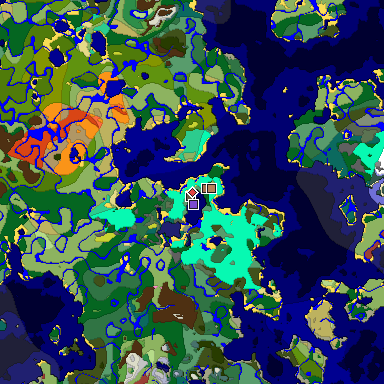 Predicted biome map of Java 26.3 seed -7488394318035078164 around estimated spawn