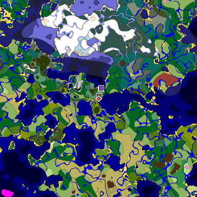 Predicted biome map of Java 26.3 seed 6431791449840936365 around estimated spawn