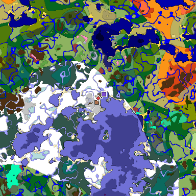 Predicted biome map of Java 26.3 seed 1122862716803903736 around estimated spawn