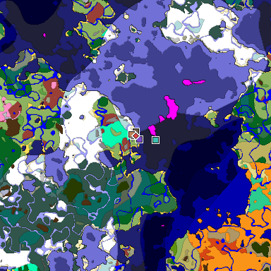 Predicted biome map of Java 26.3 seed -244136774470357259 around estimated spawn