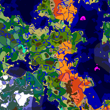 Predicted biome map of Java 26.3 seed 3135618966505515099 around estimated spawn