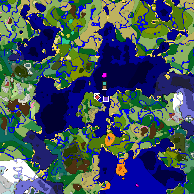 Predicted biome map of Java 26.3 seed 7490008643020394742 around estimated spawn
