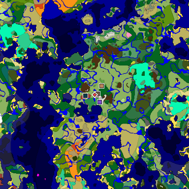 Predicted biome map of Java 26.3 seed -4156336248724642871 around estimated spawn