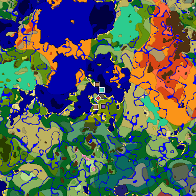 Predicted biome map of Java 26.3 seed 5159695407301189888 around estimated spawn