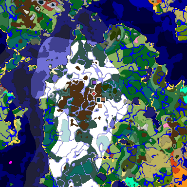 Predicted biome map of Java 26.3 seed -5342409396031958057 around estimated spawn