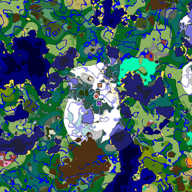Predicted biome map of Java 26.3 seed -8424866706666480747 around estimated spawn