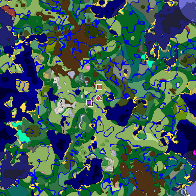 Predicted biome map of Java 26.3 seed -5330048482274749864 around estimated spawn