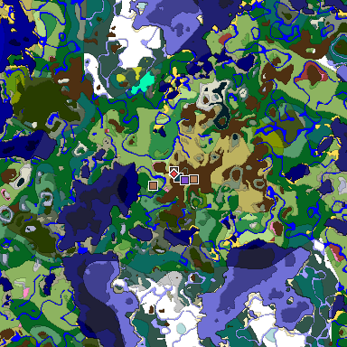 Predicted biome map of Java 26.3 seed -955056481464618957 around estimated spawn