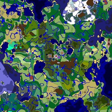 Predicted biome map of Java 26.3 seed 4155273853444251220 around estimated spawn