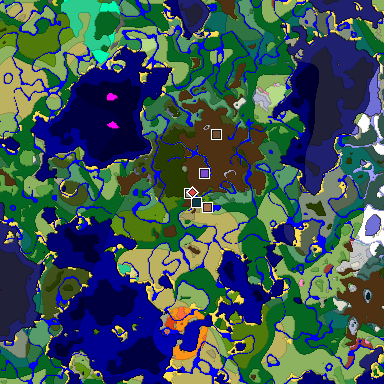 Predicted biome map of Java 26.3 seed 2040242315326036423 around estimated spawn