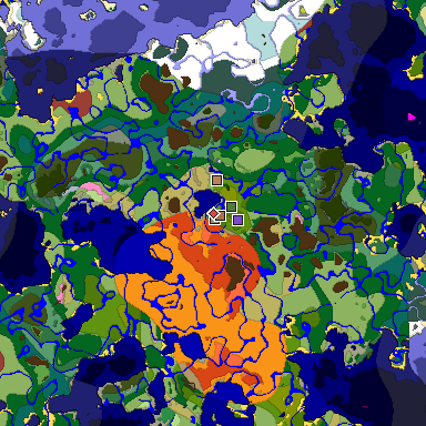 Predicted biome map of Java 26.3 seed -2562947091276672514 around estimated spawn