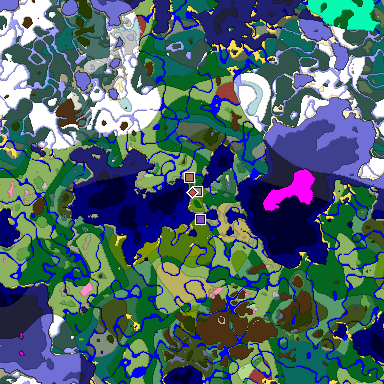 Predicted biome map of Java 26.3 seed 4934379006252095569 around estimated spawn