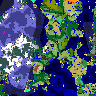 Predicted biome map of Java 26.3 seed -5598734526619000431 around estimated spawn