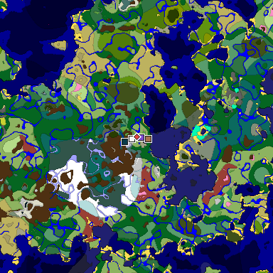 Predicted biome map of Java 26.3 seed -125288795527779113 around estimated spawn