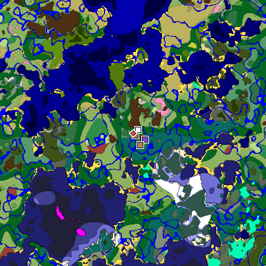 Predicted biome map of Java 26.3 seed -8608653843507885551 around estimated spawn