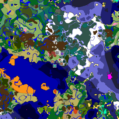 Predicted biome map of Java 26.3 seed 6717012606799034051 around estimated spawn