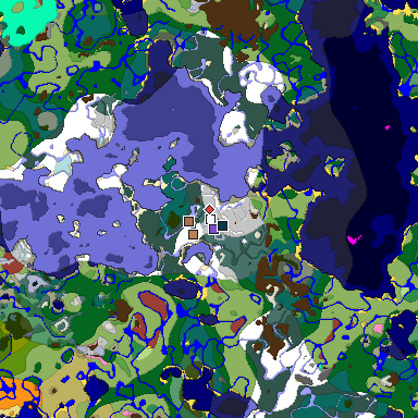 Predicted biome map of Java 26.3 seed -3804025348193124250 around estimated spawn